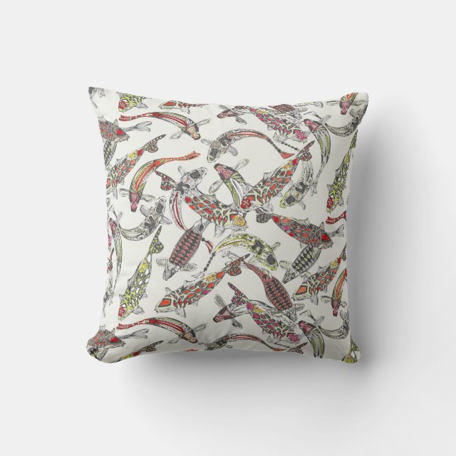 lucky koi off white cushion (Front)