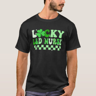 Lucky Labor & Delivery Nurse Groovy Retro St Patri T-Shirt