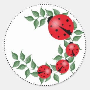 Lucky Lady Bug Family Classic Round Sticker