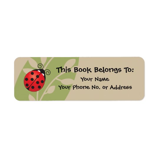 Lucky Ladybug Book Sticker Return Address Label