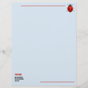 Lucky Ladybug Custom Letterhead