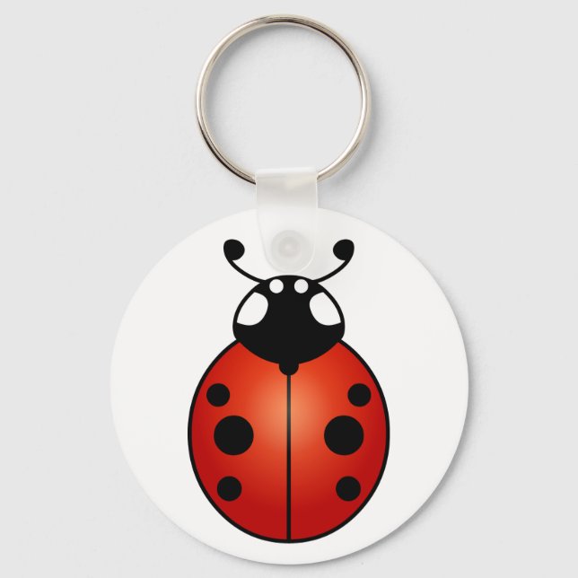 Lucky Ladybug Red Orange Black Ladybird Beetle Key Ring (Front)