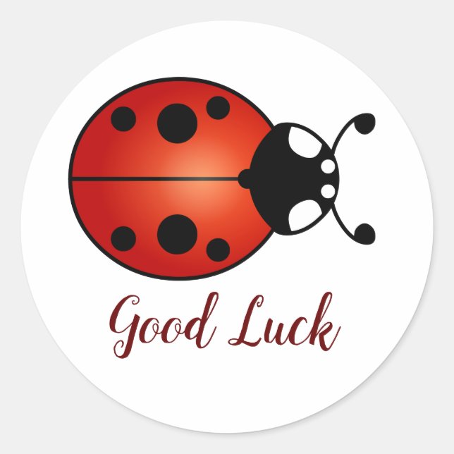 Lucky Ladybug Red Orange Black Ladybird Good Luck Classic Round Sticker (Front)