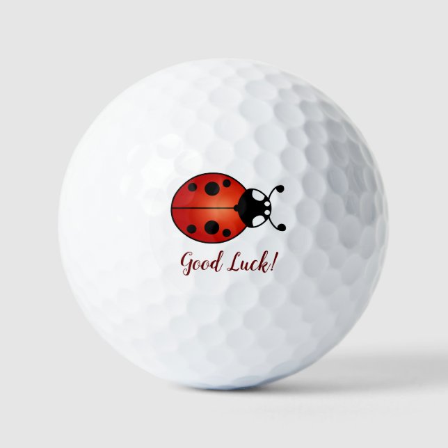 Lucky Ladybug Red Orange Black Ladybird Good Luck Golf Balls (Front)