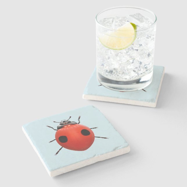 Lucky Ladybug Stone Coaster (Side)