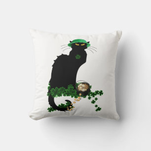 Lucky Le Chat Noir St. Patrick's Day Cushion