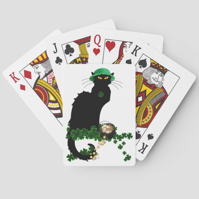 Lucky Le Chat Noir St. Patrick's Day Playing Cards (Back)