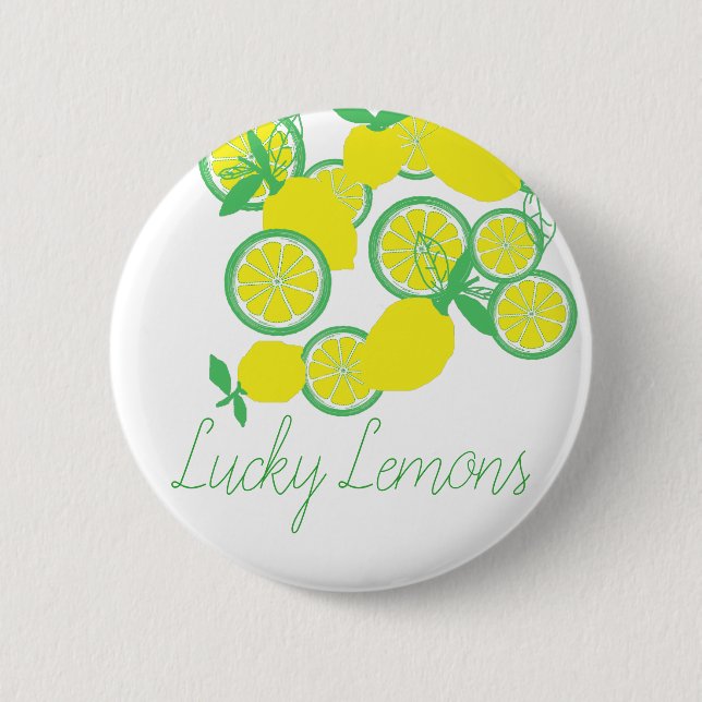 Lucky Lemons Organic Funky Button Pin (Front)