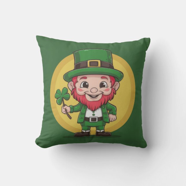 Lucky Leprechaun and Clover Cushion (Front)