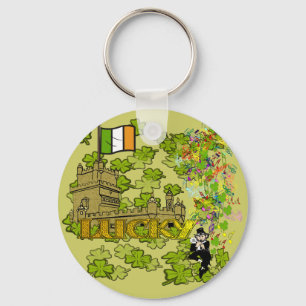 Lucky Leprechaun and His Irish Castle Key Ring
