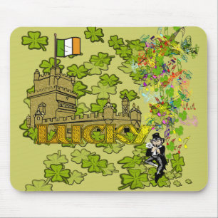 Lucky Leprechaun and His Irish Castle Mouse Mat