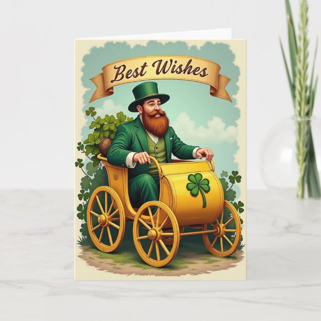 Lucky Leprechaun Best Wishes Card (Front)