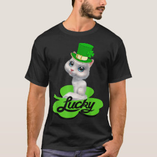 Lucky Leprechaun Cat St Patricks Day shamrock For T-Shirt