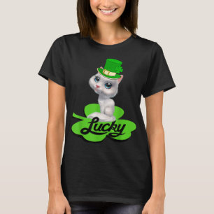 Lucky Leprechaun Cat St Patricks Day shamrock For  T-Shirt