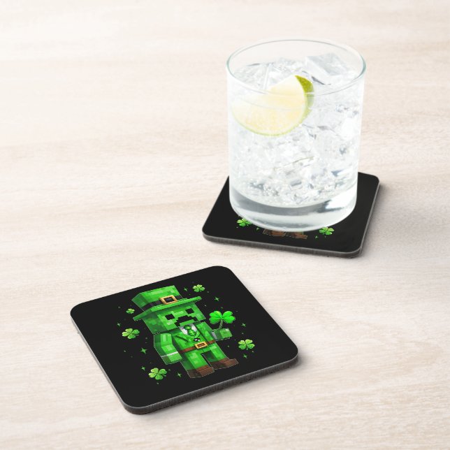Lucky Leprechaun Funny St Patrick's Day Video Game Coaster (Right Side)