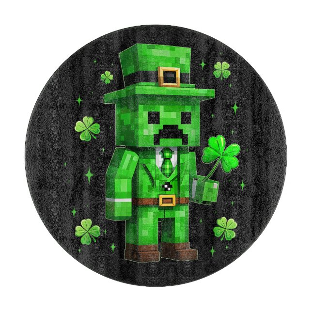 Lucky Leprechaun Funny St Patrick's Day Video Game Cutting Board (Front)