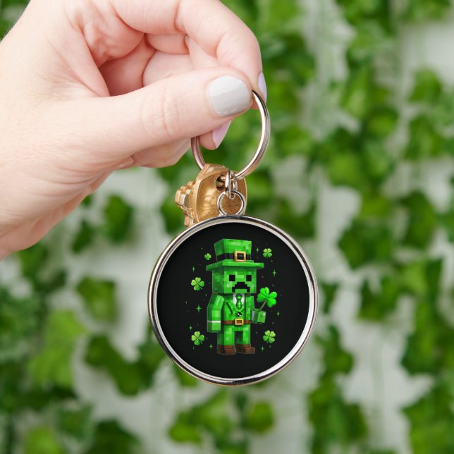 Lucky Leprechaun Funny St Patrick's Day Video Game Key Ring (Hand)