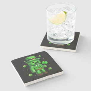 Lucky Leprechaun Funny St Patrick's Day Video Game Stone Coaster