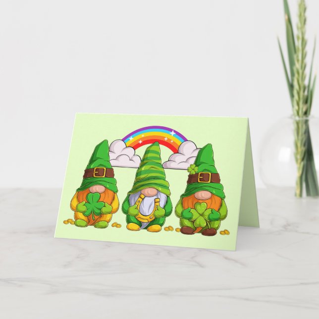 Lucky Leprechaun Gnomes Card (Front)
