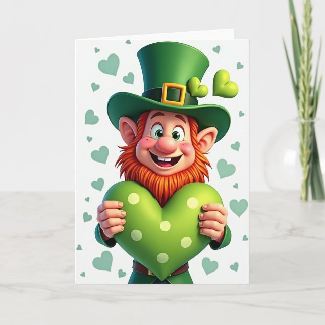 Lucky Leprechaun Heart Card (Front)