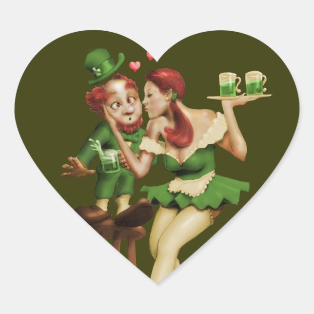 Lucky Leprechaun Heart Sticker (Front)