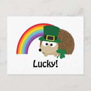 Lucky Leprechaun Hedgehog Postcard
