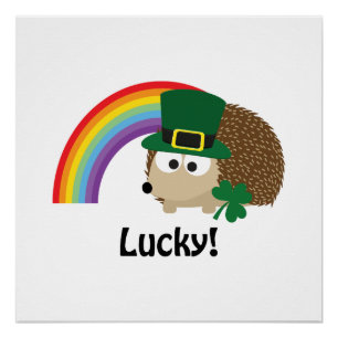 Lucky Leprechaun Hedgehog Poster