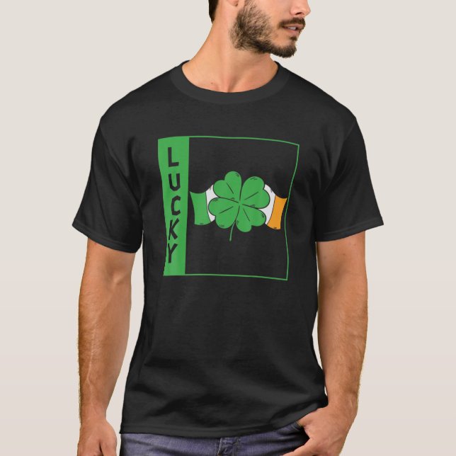 Lucky Leprechaun Irish Clover St Patrick's Day Sha T-Shirt (Front)