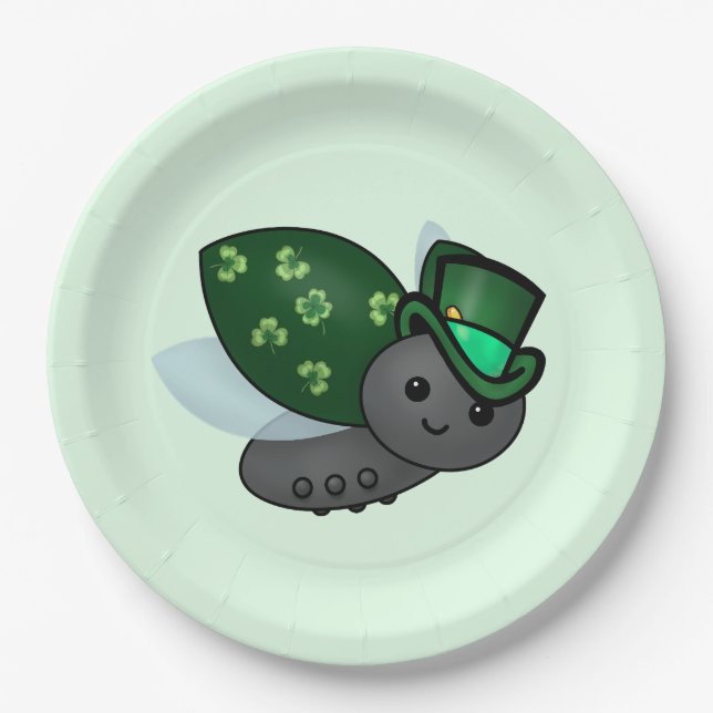 Lucky Leprechaun Ladybug Paper Plate (Front)