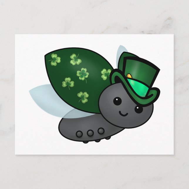 Lucky Leprechaun Ladybug Postcard (Front)