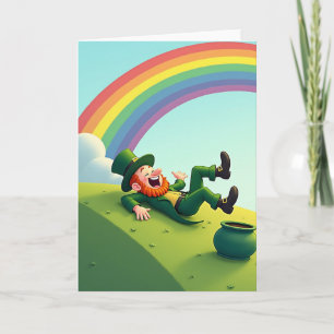 Lucky Leprechaun Laughing Card