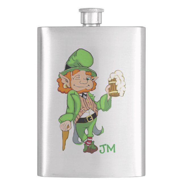 Lucky Leprechaun Personalised Flask (Front)