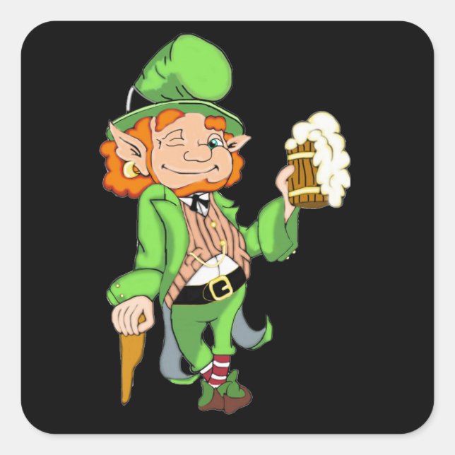 Lucky Leprechaun Square Stickers (Front)