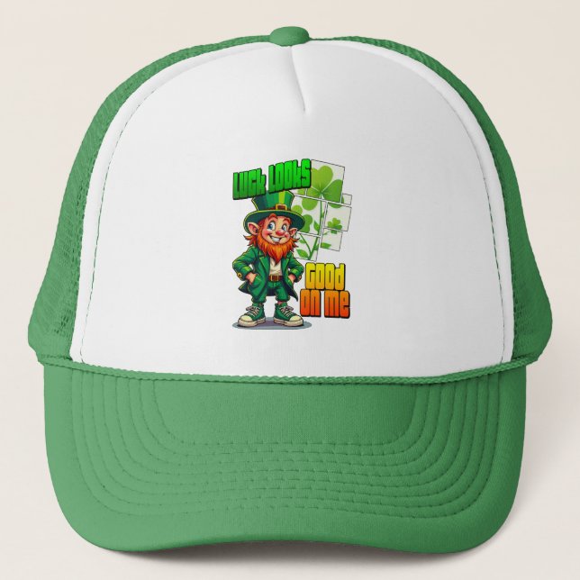 Lucky Leprechaun St Patrick’s Day Shirt – boné Trucker Hat (Front)