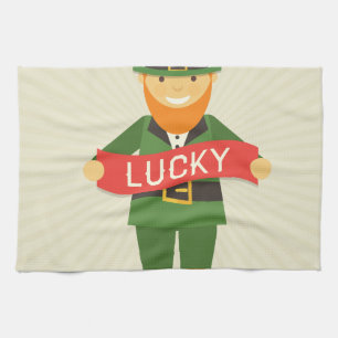 lucky leprechaun tea towel