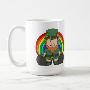 Lucky Leprechaun with Rainbow Pot of Gold Coffee Mug