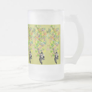 Lucky Leprechaun With Shamrocks Frosted Glass Beer Mug