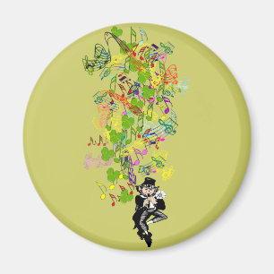 Lucky Leprechaun With Shamrocks Magnet