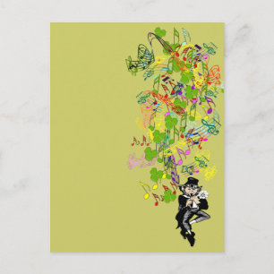 Lucky Leprechaun With Shamrocks Postcard