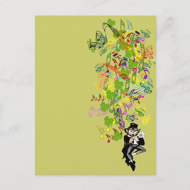 Lucky Leprechaun With Shamrocks Postcard (Front)