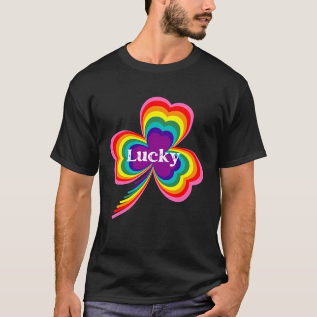 Lucky Leprechauns Rainbow Pride Saint Patrick s Da T-Shirt (Front)