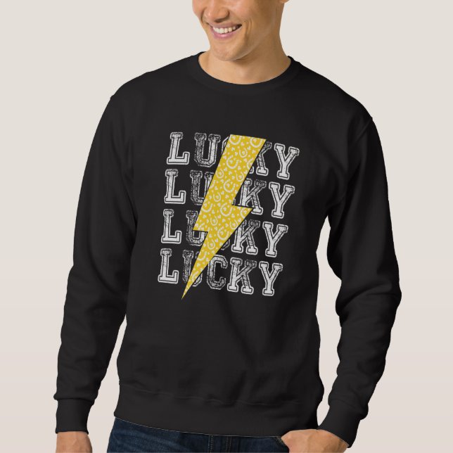 Lucky Lightning Bolt St Patrick's Day C Horseshoe  Sweatshirt (Front)