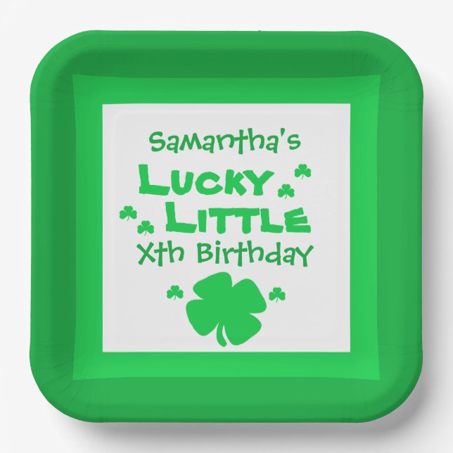 Lucky Little Birthday Paper Plate (Front)