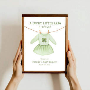 Lucky Little Lady St Patrick's Baby Shower Welcome Poster