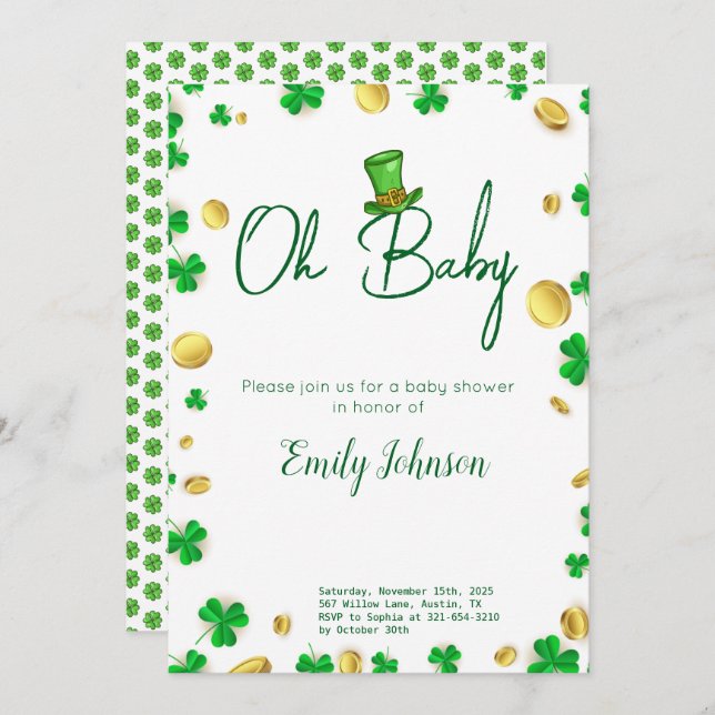 Lucky Little One – St. Patrick’s Day Baby Shower  Invitation (Front/Back)