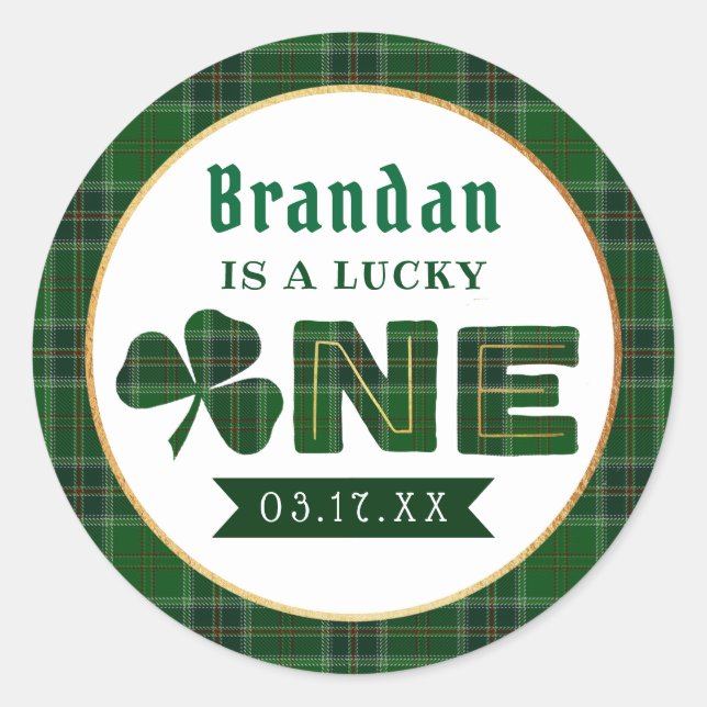 Lucky Little Shamrock 1st Birthday Classic Round Sticker (Front)