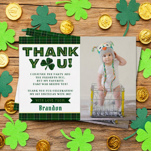 Lucky Little Shamrock 1st Birthday Photo Thank You