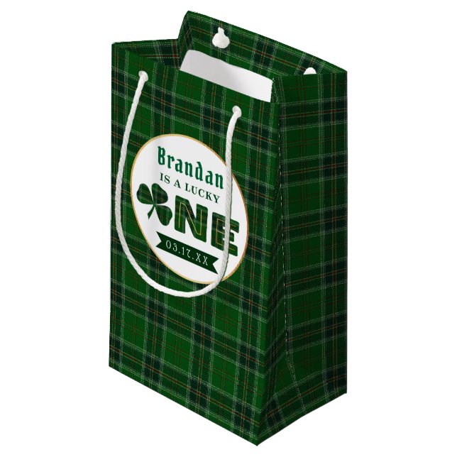 Lucky Little Shamrock 1st Birthday Small Gift Bag (Front Angled)