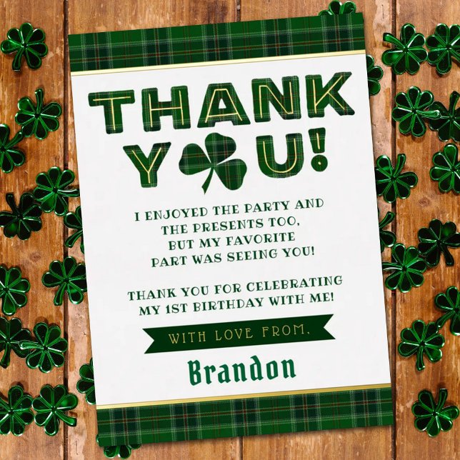 Lucky Little Shamrock 1st Birthday Thank You Real (Creator Uploaded)