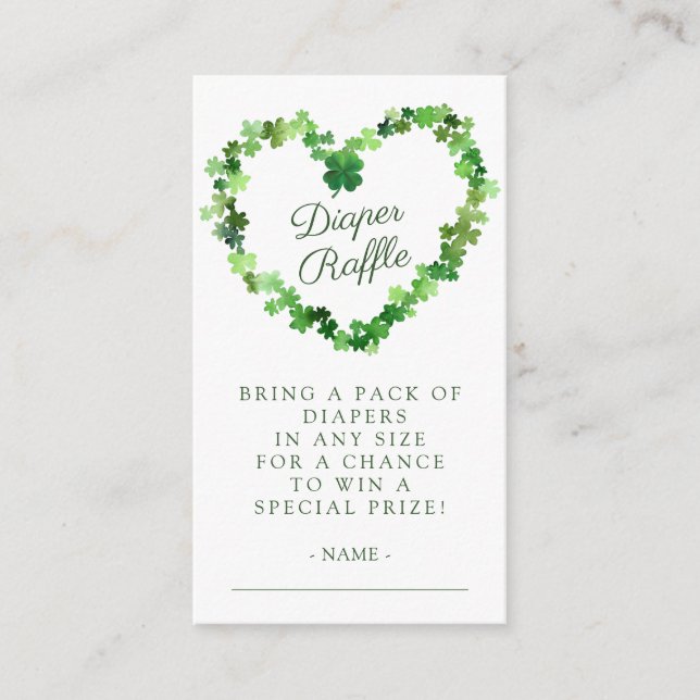 Lucky Little Shamrock Baby Shower Diaper Raffle  Enclosure Card (Front)